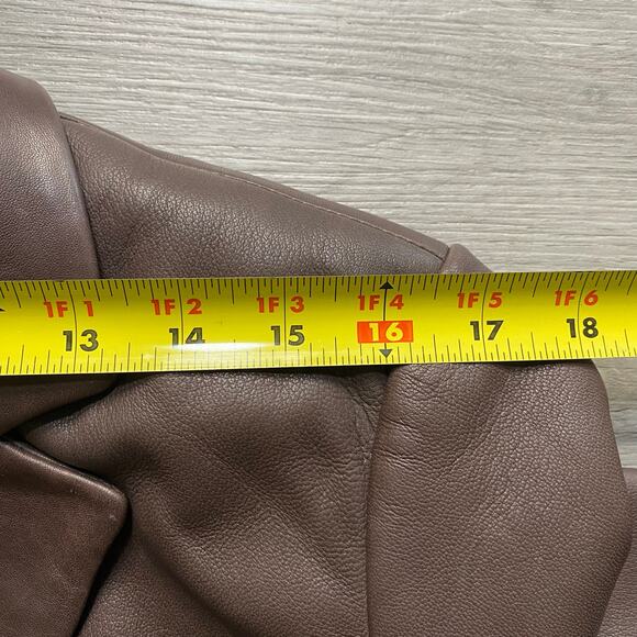 Vintage Preston & York Chocolate Brown Leather Lambskin Jacket Coat Womens Large - Picture 7 of 9